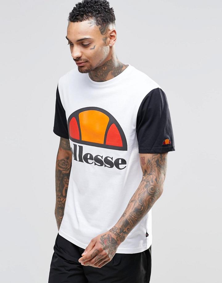 Ellesse T-shirt With Contrast Sleeve - Optic White
