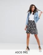 Asos Tall Skater Skirt With Pockets In Mixed Print - Multi