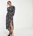 Miss Selfridge Petite Half Sleeve Midi Dress In Daisy Print-multi
