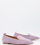 Asos Design Wide Fit Miley Suede Loafers In Lilac-purple
