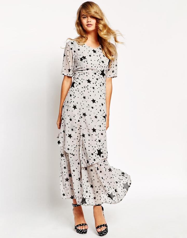 Sister Jane Galaxy Maxi Dress In Star Print - Gray