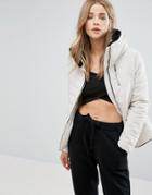 New Look High Neck Padded Jacket - Cream