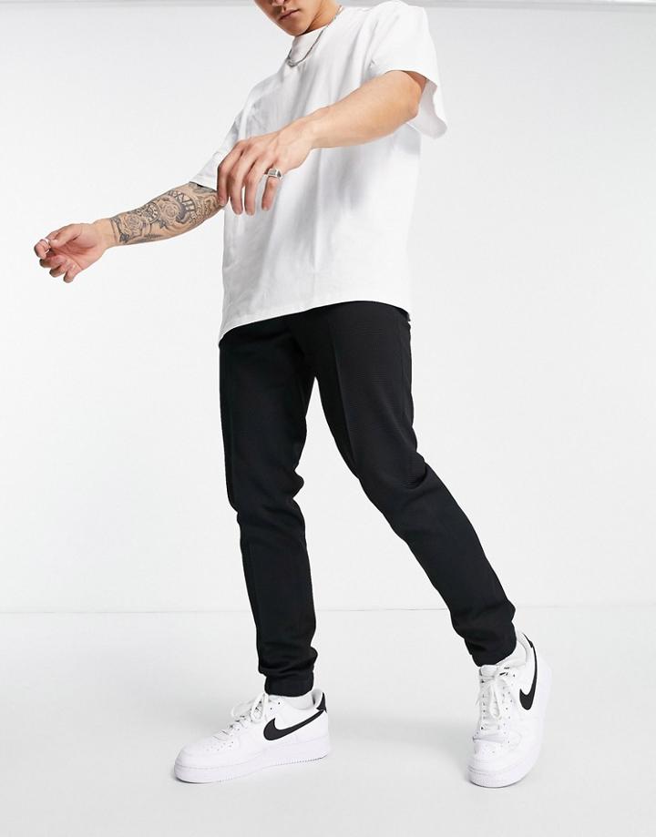 Asos Design Skinny Smart Sweatpants In Black Waffle
