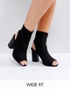 Truffle Collection Wide Fit Peep Toe Heeled Shoe Boot - Black