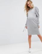 Asos Maternity Knitted Dress With Puff Shoulder - Pink
