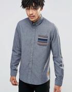 Brave Soul Shirt With Contrast Pattern Pocket - Gray