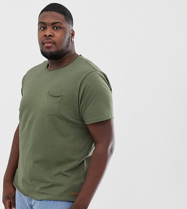 Brave Soul Raw Edge T-shirt-green