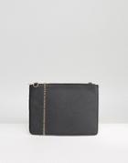 Missguided Textured Zip Clutch Bag With Removable Chain - Black