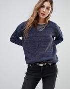 Blend She Marlene Metallic Yarn Knit Sweater-blue