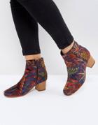 H By Hudson Garnett Liberty Velvet Mid Ankle Boot - Red