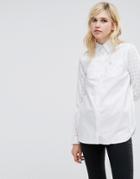 Fred Perry Shirt With Gingham Sleeve - White