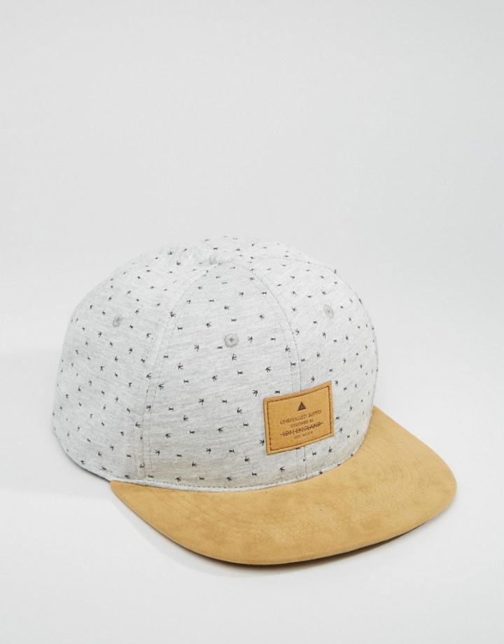 Asos Snapback Cap In Printed Jersey - Gray