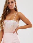 Collective The Label Ombre Sequin Cami Body In Pink And Purple-multi