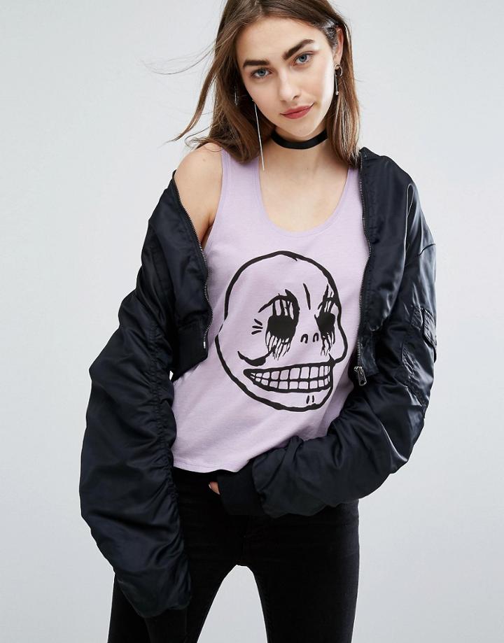 Cheap Monday Skull Crop Tank - Purple