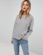 New Look Striped Brushed Top - Cream