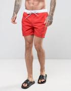 Tommy Hilfiger Thd Contrast Swim Shorts In Red - Red