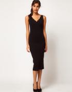 Asos Scallop Midi Bodycon Dress - Black
