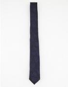 Asos Design Slim Tie In Black And Navy Floral With Shimmer