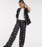 Collusion Wide Leg Pants With Print-black