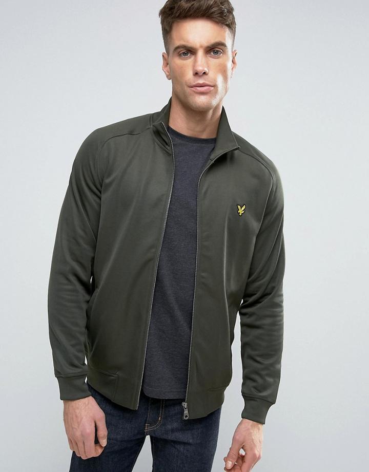 Lyle & Scott Tricot Funnel Jacket Eagle Logo In Green - Green