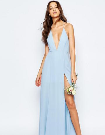 Fame And Partners Tall Cut Out Back Maxi Dress - Blue