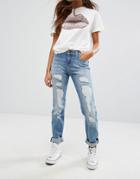 Lee Elly Straight Leg With Rips - Blue