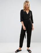 Neon Rose Relaxed Jumpsuit - Black