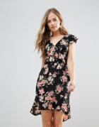 Oh My Love Floral Frill Detail Pephem Dress - Multi