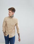 Farah Thornlea Slim Fit Poplin Shirt In Sand - Tan