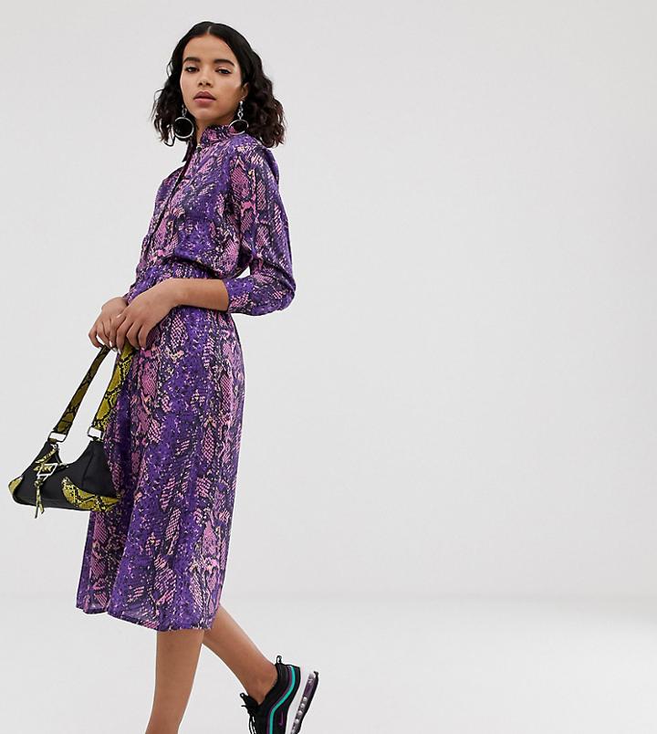 Na-kd Neon Snake Print Skirt In Purple