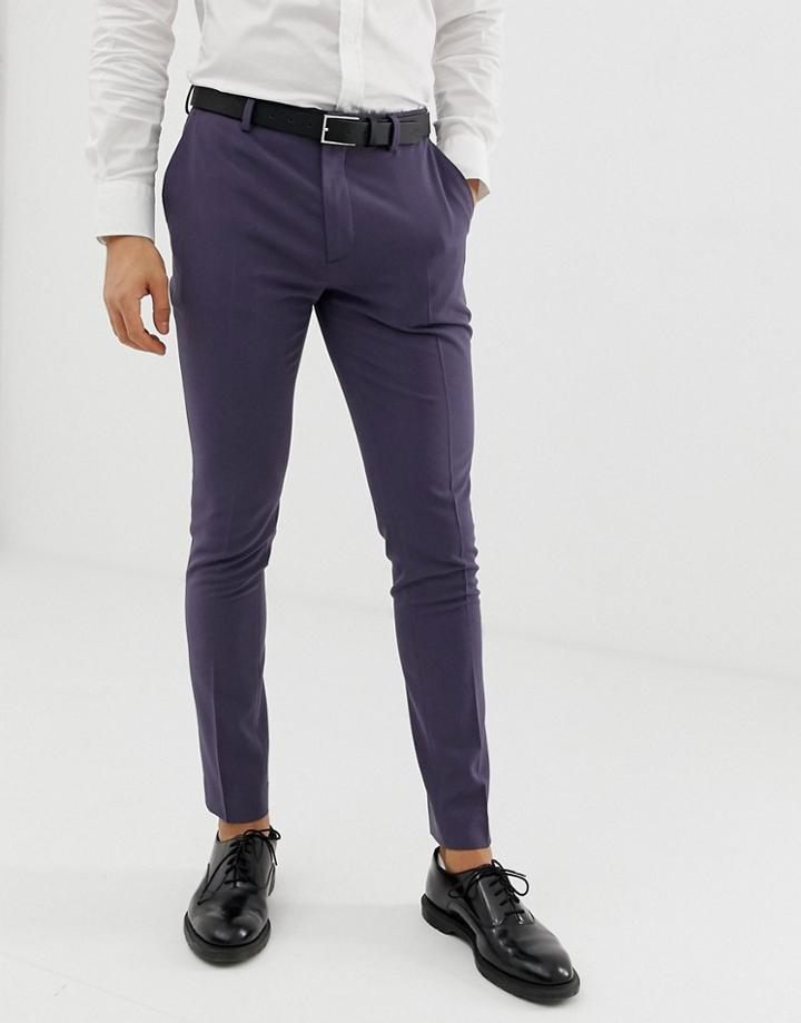 Asos Design Super Skinny Smart Pants In Slate Blue - Navy
