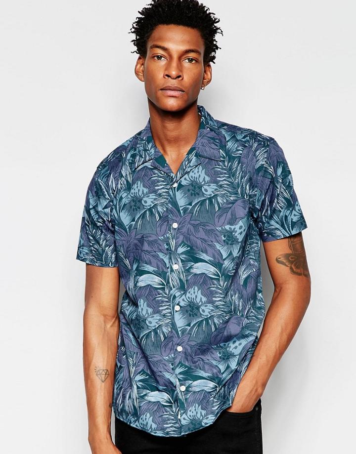 Minimum Floral Short Sleeve Shirt - Navy