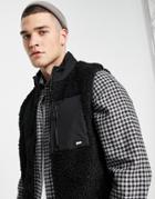 Pull & Bear Fleece Vest In Black