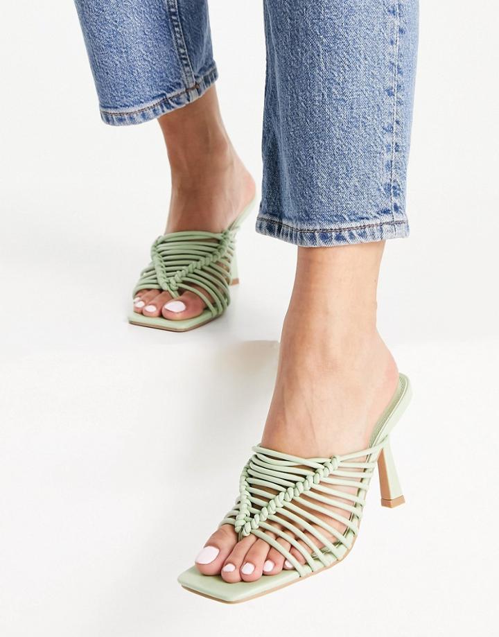 Asos Design Nyle Caged High Heeled Mules In Mint-green
