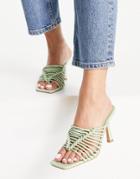 Asos Design Nyle Caged High Heeled Mules In Mint-green