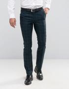 Noose & Monkey Super Skinny Pants In Plaid - Green