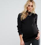 Supermom Maternity Rib Sweater With Tipping - Black