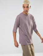 Asos Oversized T-shirt With Half Sleeve - Purple