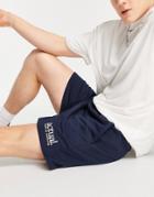 Asos Actual Relaxed Short In Navy With Logo Print