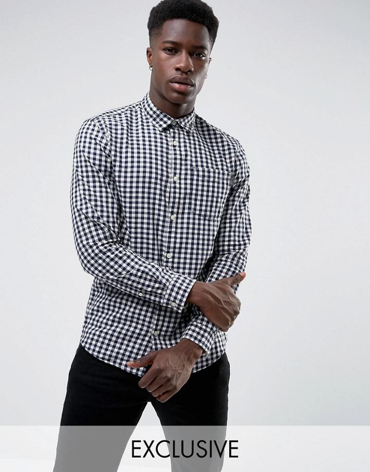 Jack & Jones Originals Shirt In Regular Fit Gingham Cotton - Navy