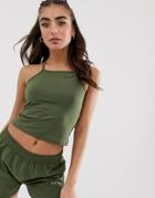 Asos 4505 Cami With Mesh Back Detail - Green