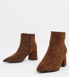 Simply Be Wide Fit Heeled Boot In Leopard Print-multi