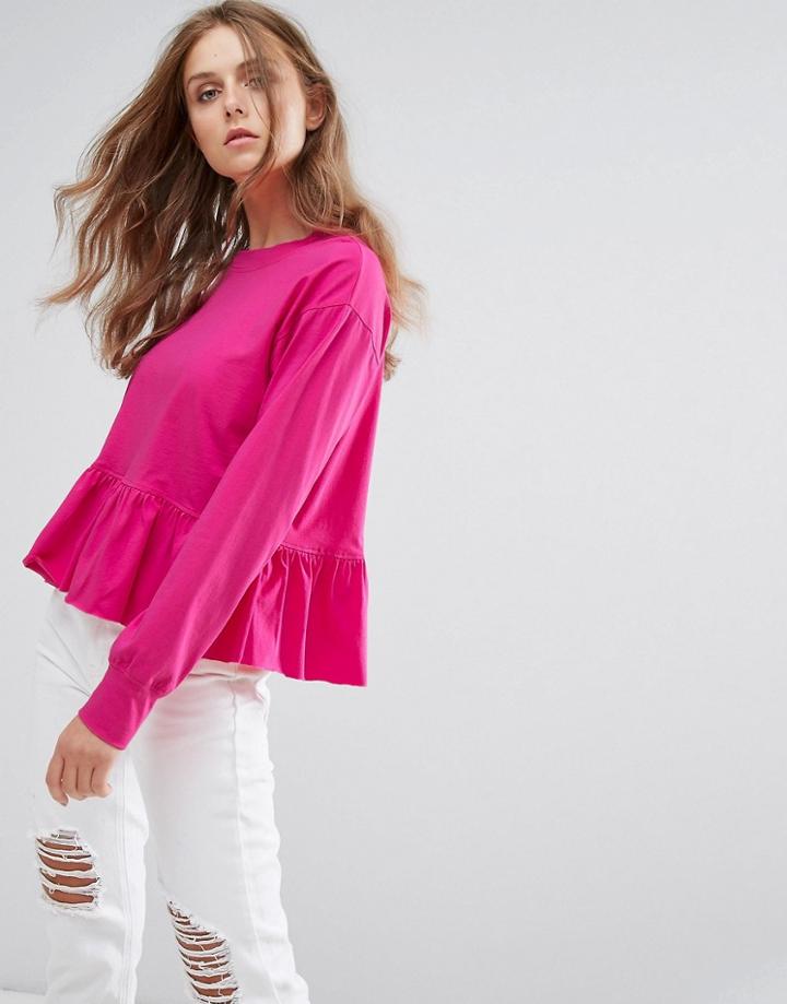 Nobody's Child T-shirt With Peplum Hem - Pink