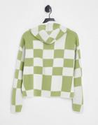 Gianni Feraud Checkerboard Knitted Hooded Sweater In Green - Part Of A Set-multi