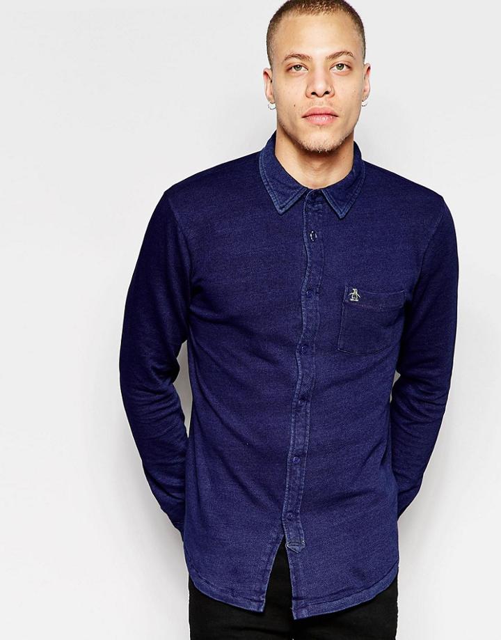 Original Penguin Slim Long Sleeve Shirt - Blue