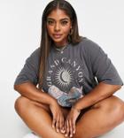 Asos Design Curve Oversized Washed Grand Canyon T-shirt In Charcoal-grey