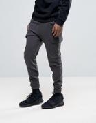 Asos Skinny Joggers With Cargo Pocket In Washed Black - Black