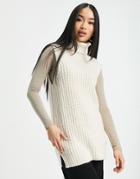 New Look Roll Neck Tabard Knit Tank Top In Off White