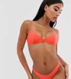 Missguided Mix And Match Balcony Bikini Top In Hot Coral - Orange