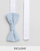 Heart & Dagger Wedding Bow Tie In Check - Blue